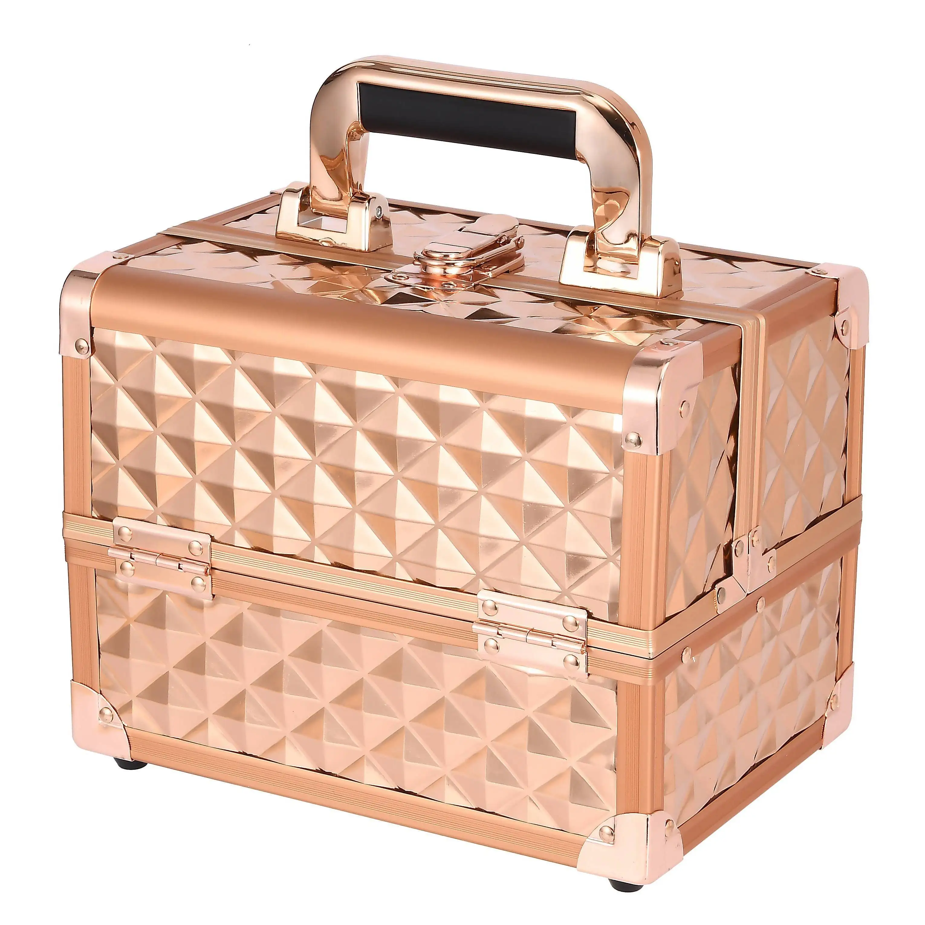 2023 Professional Makeup Box Aluminum Alloy Make Up Organizer Women Cosmetic Case with Mirror Travel Large Capacity Suitcase Bag