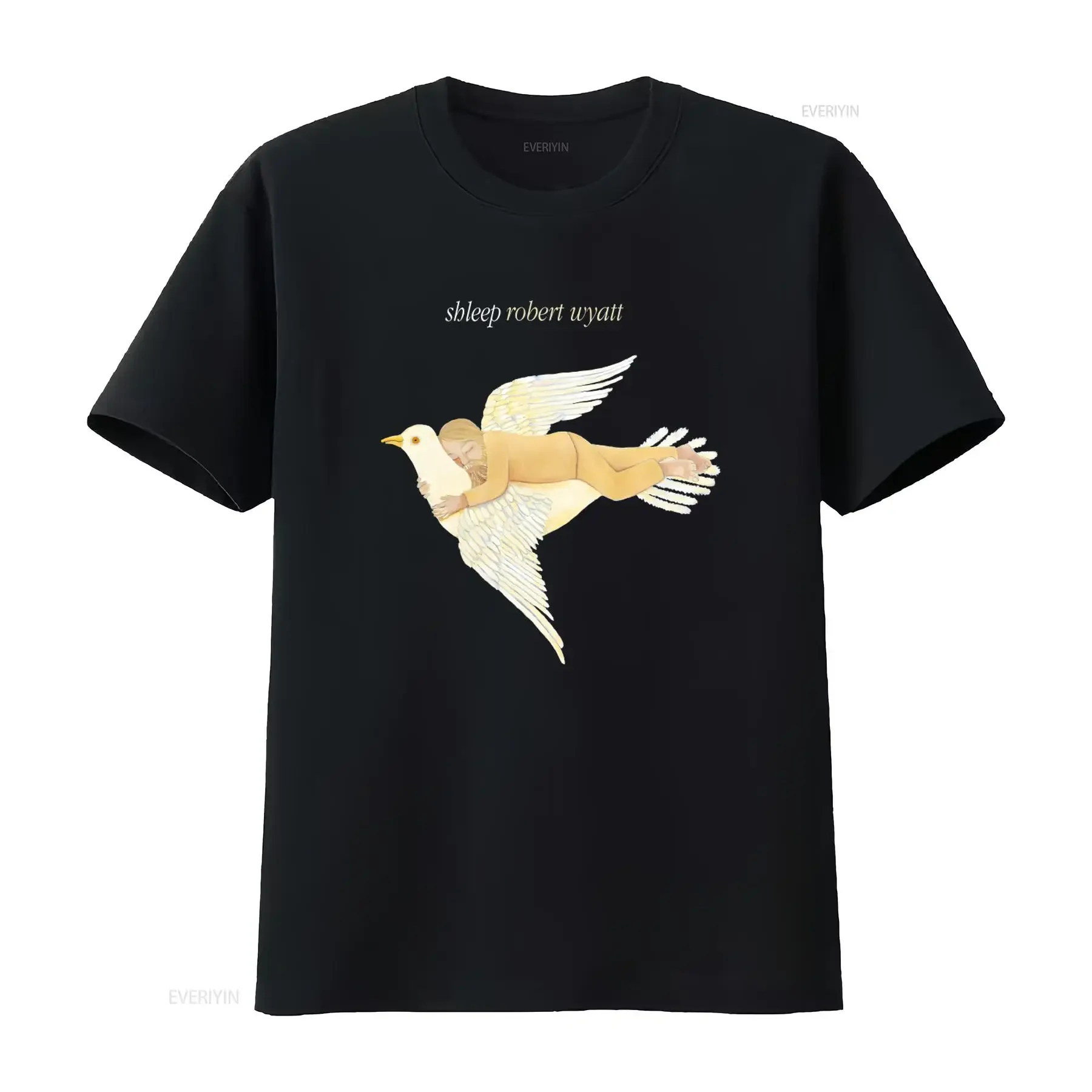 Cotton T Shirt Shleep Robert Wyatt Album Angelic Figure Flying with Dove Design Stephen Pearcy Juan Croucier vintage Washed