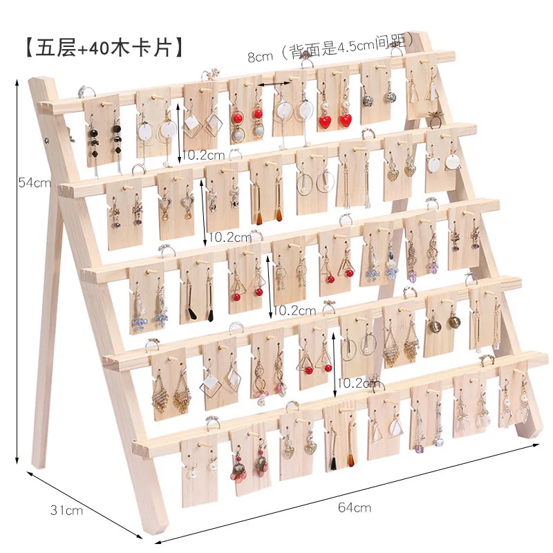 Multilayer Wooden Ear Stud Holder Earring Stand Display Rack Luxury Jewelry Stand Display Holder Rack Tower