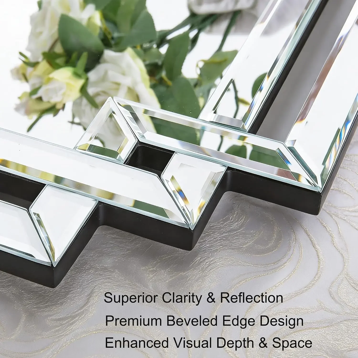 Modern Large Living Room Mirror with Mirrored Frame for Home Decor, 24