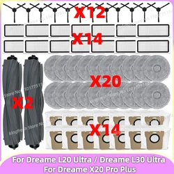 Compatible con Dreame Bot L20 Ultra / L20 Ultra Complete RLX41CE / L30 Ultra - accesorios, piezas, rodillo principal, cepillo lateral, filtro HEPA, paño de fregona, bolsa de polvo