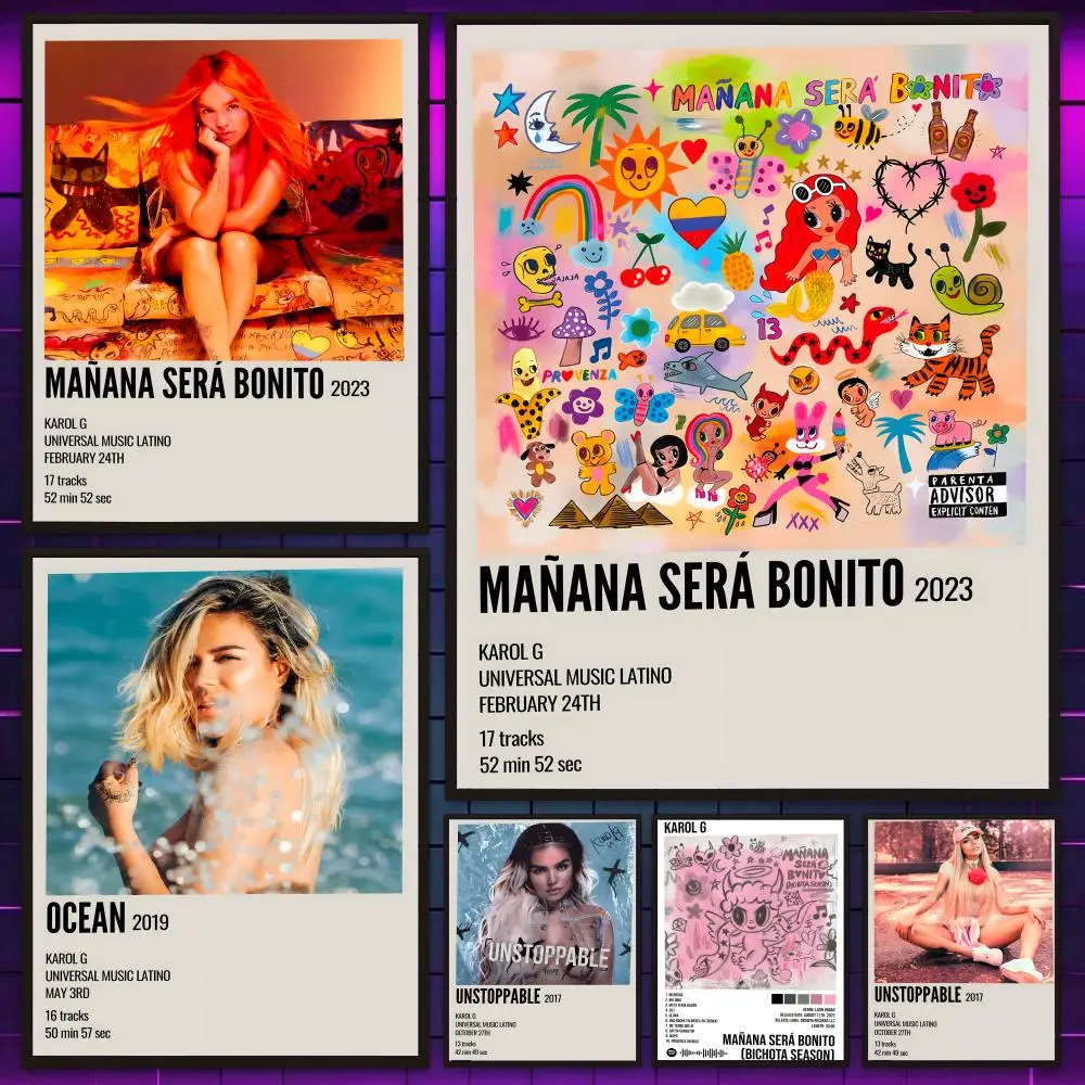 Latin Pop Star K-KAROL G Singer Poster Versatile HD Waterproof Wall Art Self-Adhesive Decor For Any Space Ideal Gift