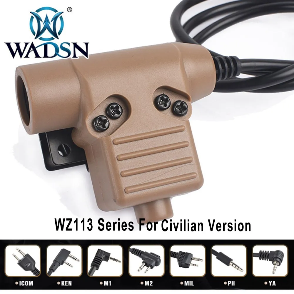 

WADSN Civilian U94 PTT Cable Plug Adapter for Walkie Talkie Motorola Kenwood TYT F8 BAOFENG 5R Radio Comta Copy Headsets WZ113