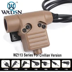 WADSN Civilian U94 PTT Cable Plug Adapter for Walkie Talkie Motorola Kenwood TYT F8 BAOFENG 5R Radio Comtac Copy Headsets WZ113