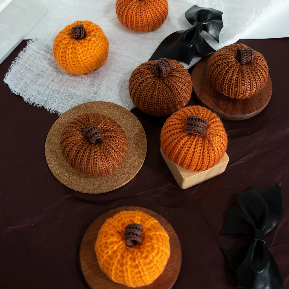 Knit Pumpkin Garland for Mantel Bookshelf Wall Hanging Little Pumpkin Baby Shower Decor Autumn Thanksgiving Accessory Cozy Gifts view 3