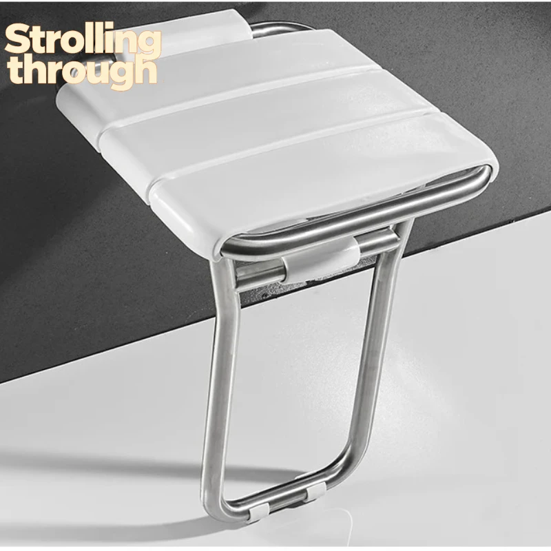 

Wall Mounted Folding Bath Stool Saving Shower Seat for Elderly, Non-Slip Bench, Foldable Wall Chair for Small Spaces