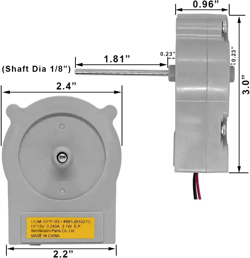 4681JB1027C Refrigerator Evaporator Fan Motor Replacement Compatible with L G Ken-more Replaces 4681JB1027V 4681JK1004E PS352332