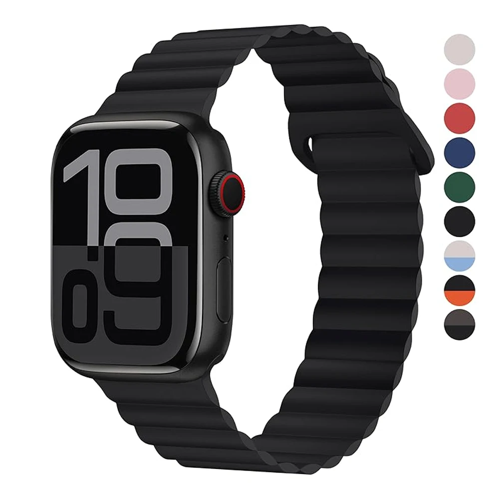 Magnetic strap For Apple watch 10 band 46mm 45mm 42mm 49mm 40 41 44 correa Silicone Bracelet iWatch series 8 9 5 SE 6 7 Ultra 2