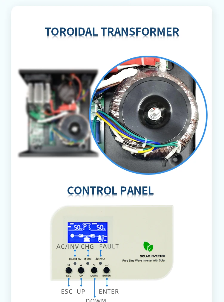 Techfine العاكس للطاقة الشمسية سعر المصنع تيار مستمر إلى التيار المتناوب 1KW 2KW 3KW 4KW 5KW 24V / 48V 240VDC العاكس للنظام الشمسي