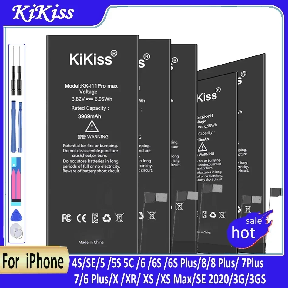 

New Battery For iPhone 7 8 SE 2 3G 3GS 4 4S 5 5S 5C 6 6S Plus X XR XS 11 Pro Max 7Plus High Capacity Bateria Sticker Free Tools