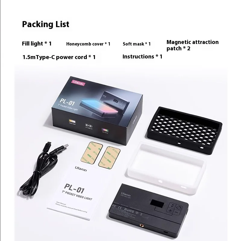 Ulanzi LT002 RGB LED Video Panel Light Custom CRI 95+ 2500-9000K Dimmable Fill Light with 4000mAh Battery for Live Streaming