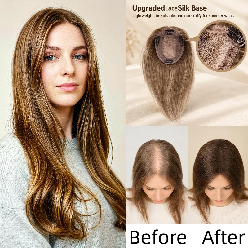 Human Remy Hair Silk Lace Base Clip In Wig With Bangs 9x14 25cm #1B #P18-613 In Stock 48H Ship Wholesale Dropship Women Topper