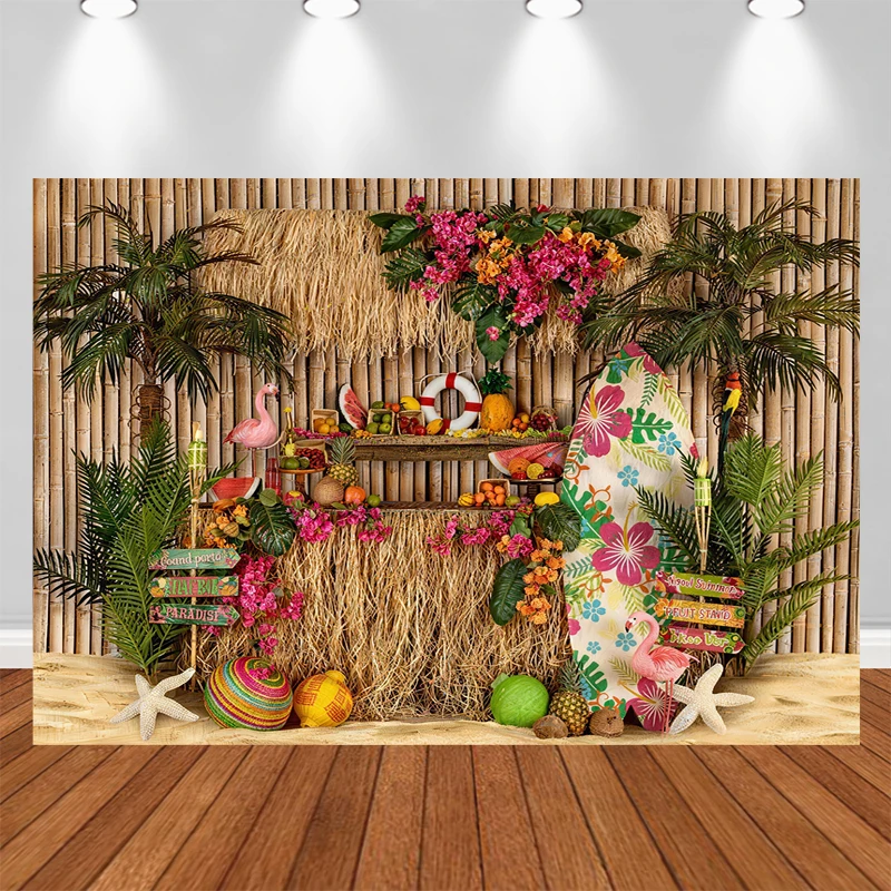 LS Summer Island Style Background Cake Smash Kids Adult Photography Props Child Baby Decors Humanoid Stone Statue Photo Backdrop