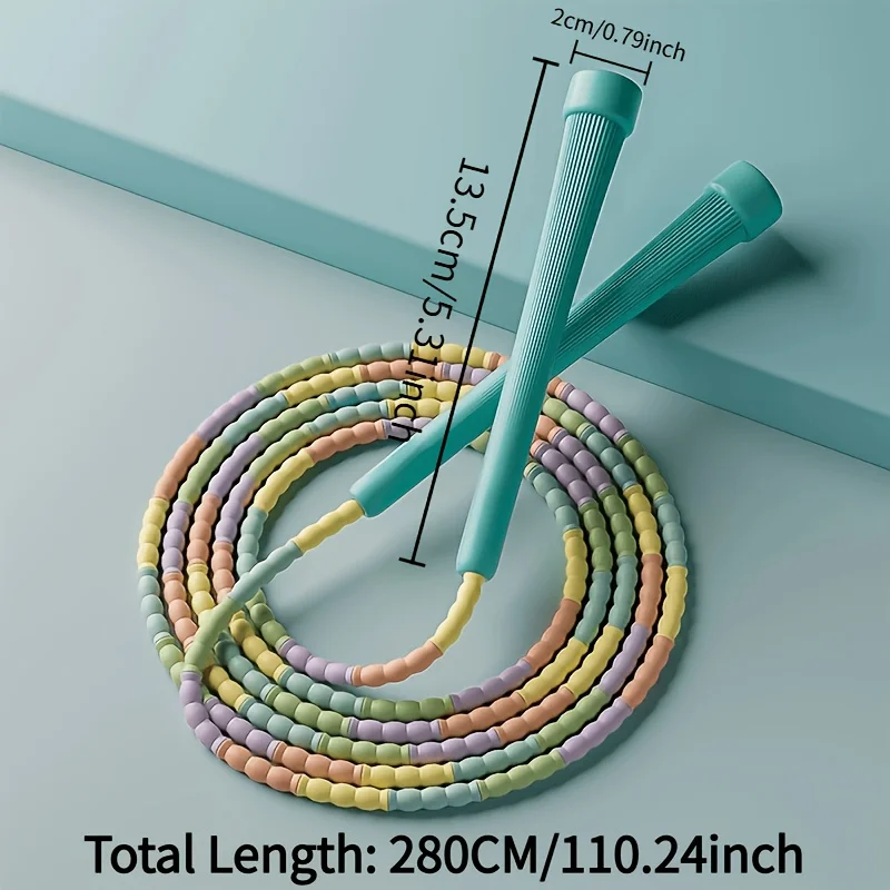 1-Pack Adjustable Rope Jump Rope with Non-Slip Thumb Grip and Colorful Coded Beads, Lightweight and Portable Jump Rope Suitable for Gym, Travel, Beginners, Fitness Exercises, Professional Training, Multi-Color Design to Accommodate Different Skill Levels