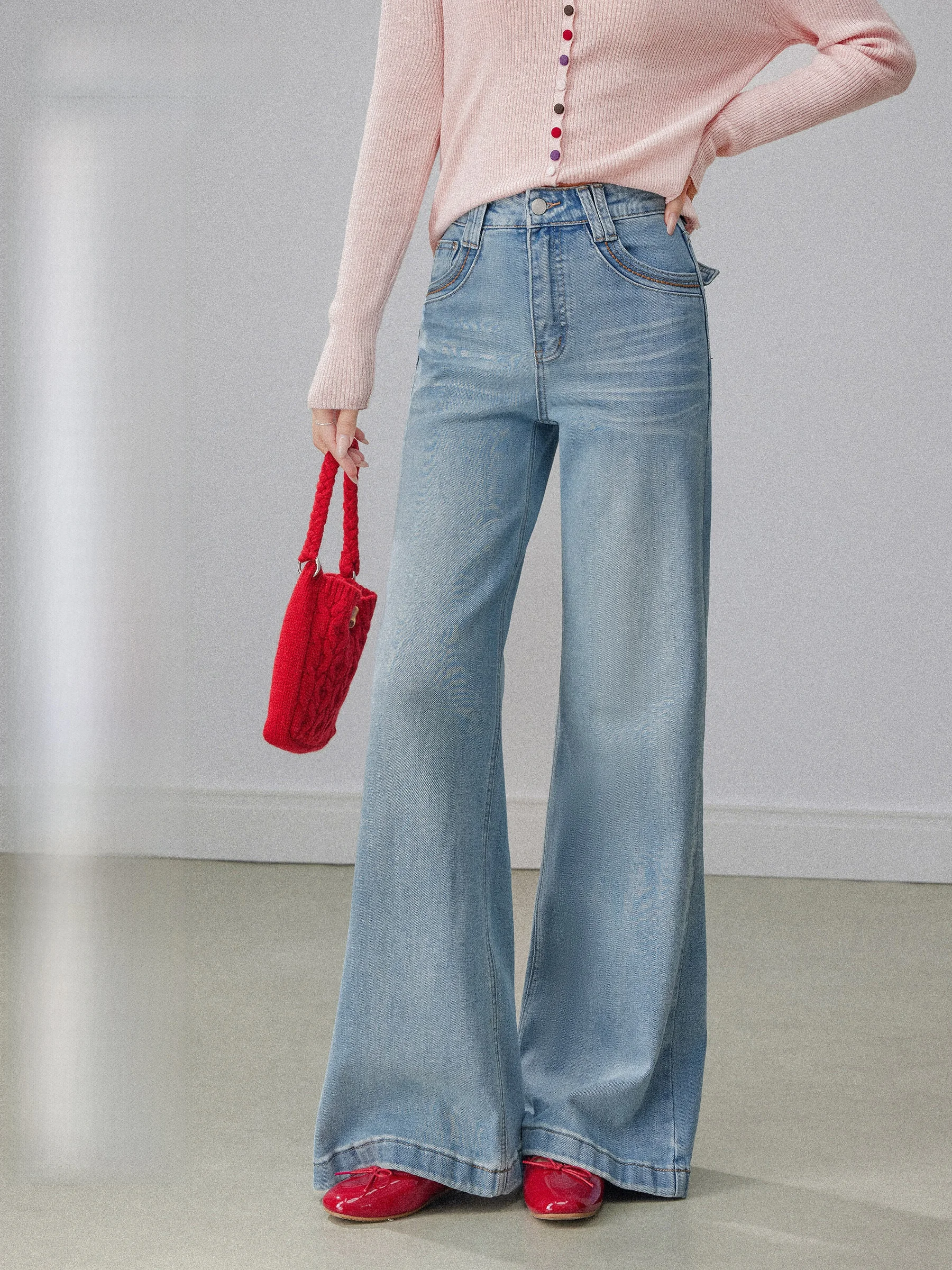 

High Waist Bell Bot Jeans Women's Slim Fit Bootcut Denim Pants Spring 2026 New Loose Version Faionable Ladies Jeans