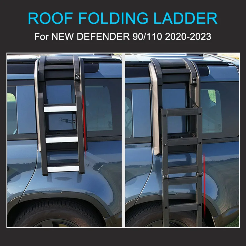 Folding Ladder for Land Rover Defender 90 110 2020-2024 Side Ladders Aluminium Luggage Rack Body Kits Easy Installation