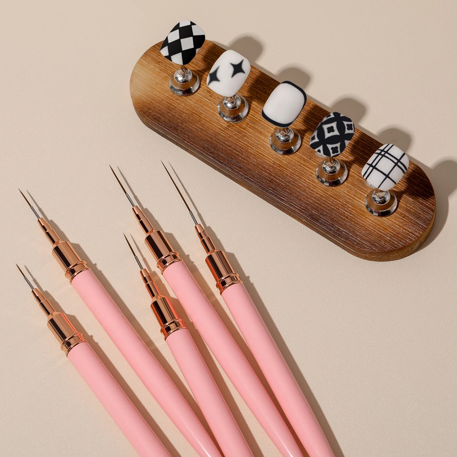 네일 아트 라인 드로잉용 전문 브러쉬, 꽃 그림용 소프트 블렌드 펜, 핑크 폴 매니큐어 도구, 전문가용 와이어 펜