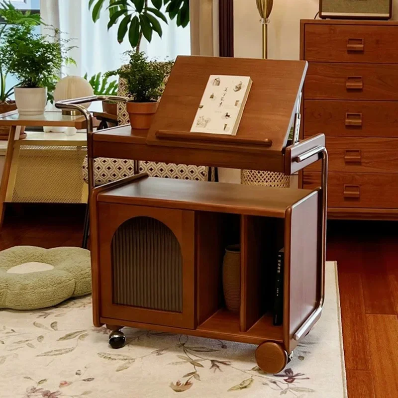 Solid wood side cabinet, teacabinet, medieval TV sofa, trolley, living room, coffeetable, bedside removable retro sidetable