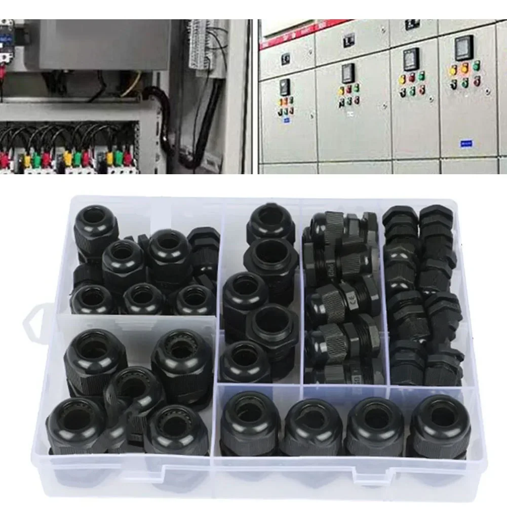 

50 шт. водонепроницаемый нейлоновый комплект кабельных вводов, шарниры, стопорные вводы, подходят для кабеля 3-16 мм PG7 PG9 PG11 PG13.5 PG16 PG19 Комплексный комплект