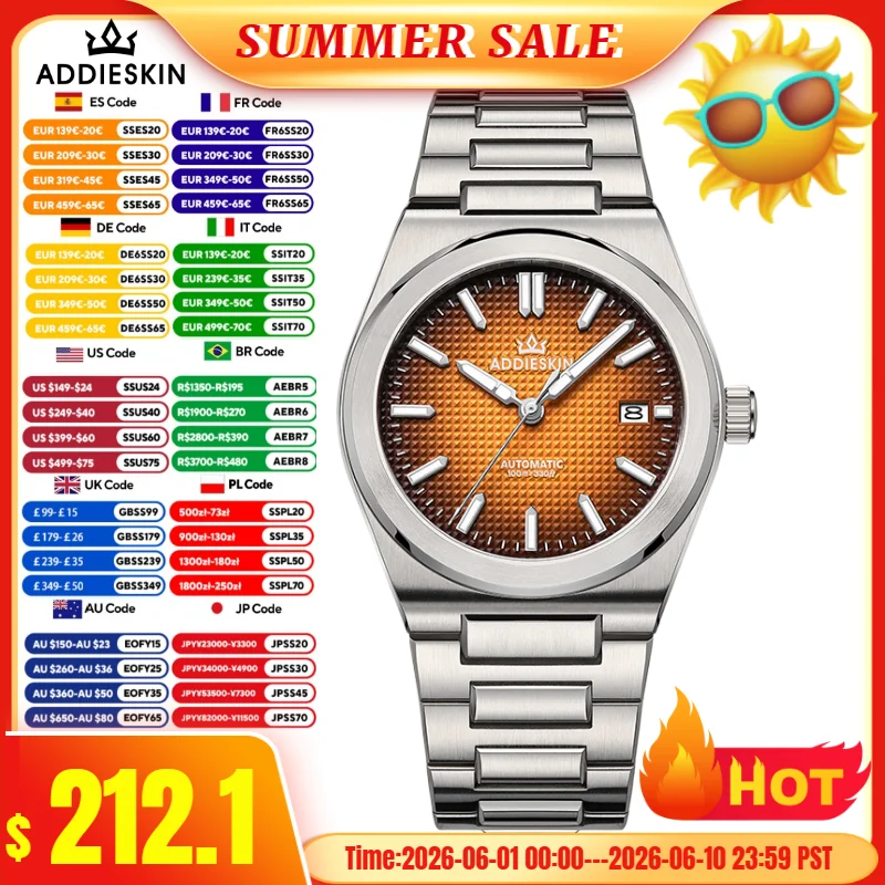 

AddiesKin K004 39mm Men's Watch 10Bar Diver Sapphire Glass 316L Stainless Steel BGW9 Luminous 9015 Mechanical Automatic Watch