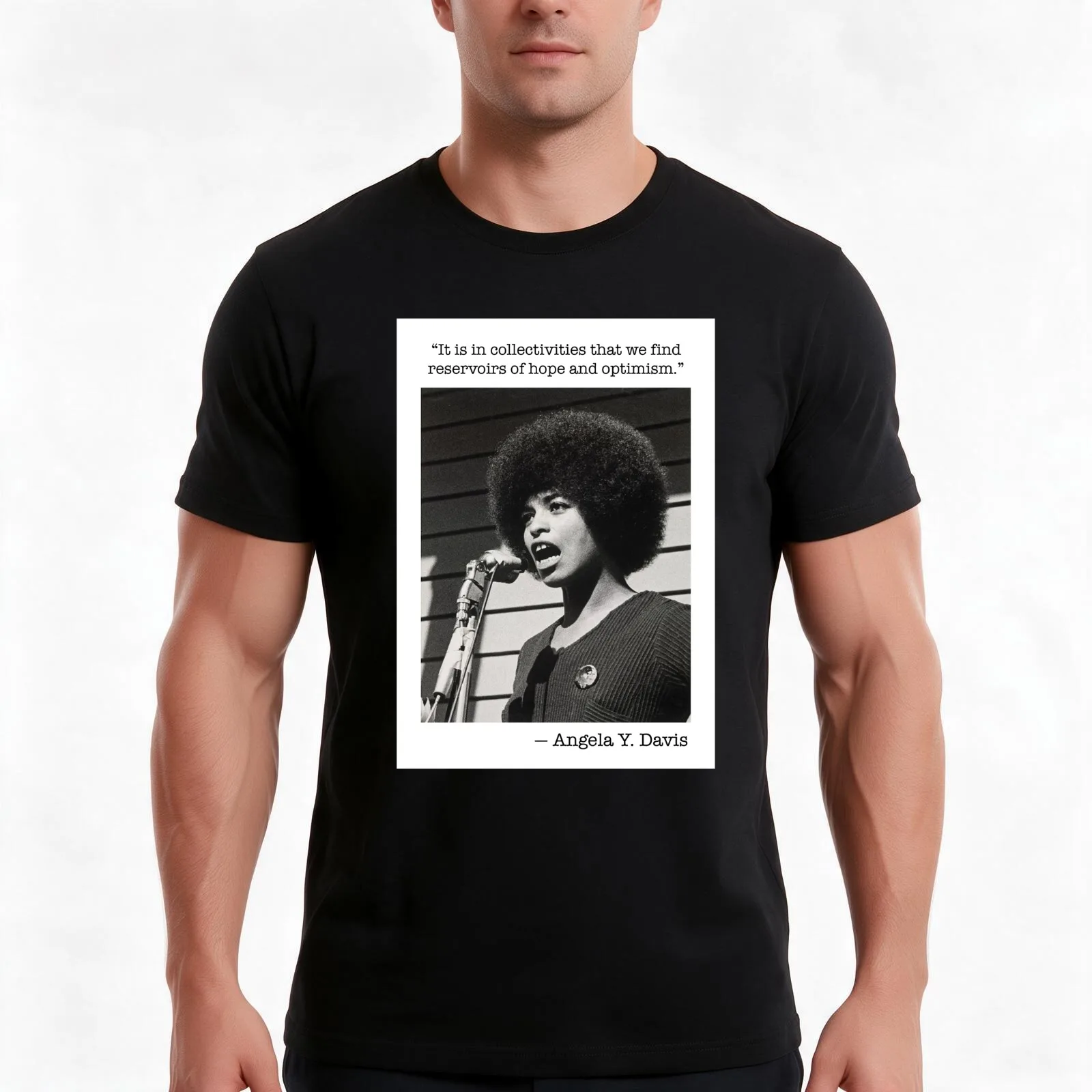 Angela Davis: The Collective T-Shirt, Summer Casual Cotton Tee, Oversized Streetwear Tops, Vintage Graphic Print, 100% Cotton