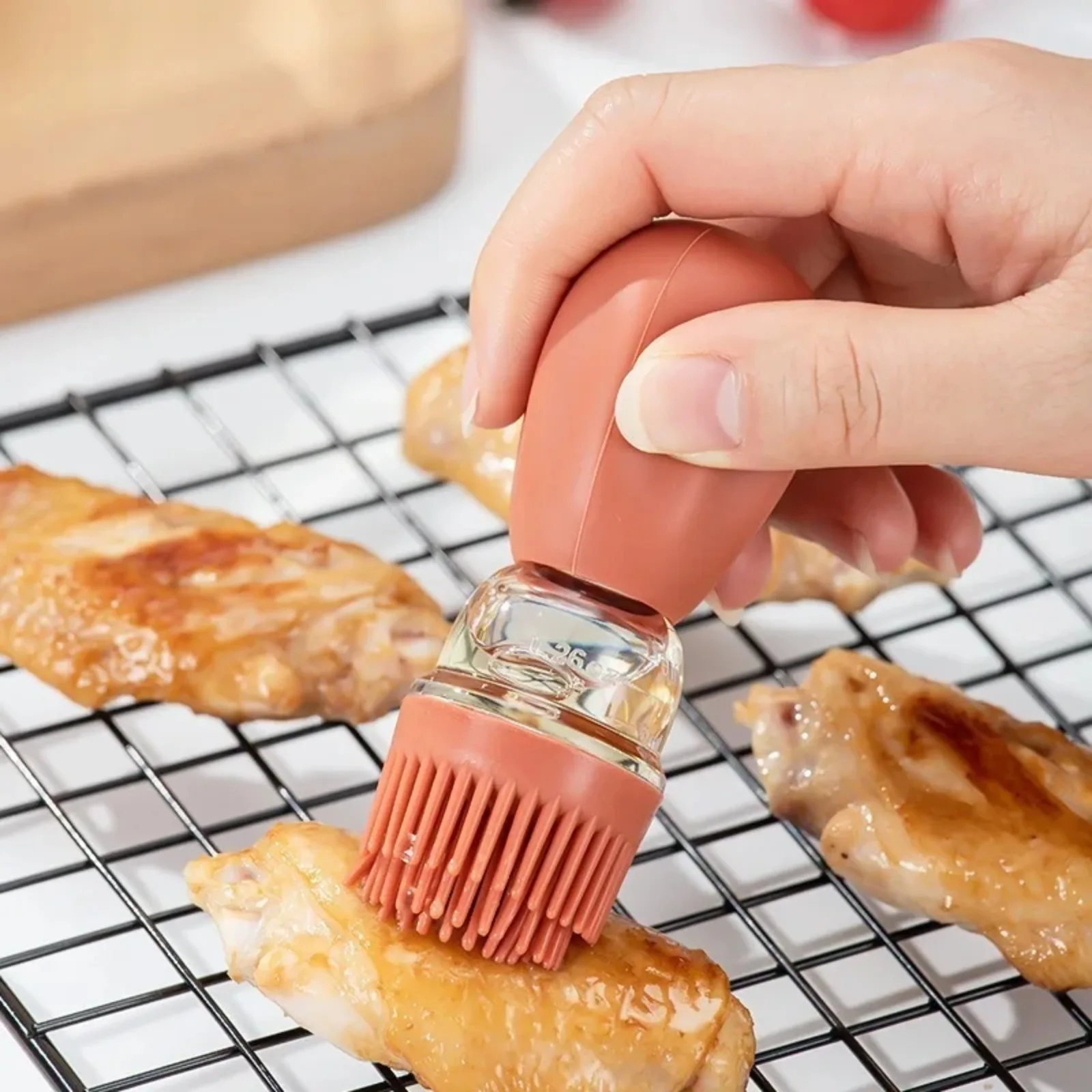 Oil Dispenser with Silicone Brush 2 IN 1 Glass Olive Bottle for Kitchen Cooking Frying Baking BBQ Pancake Air Fryer