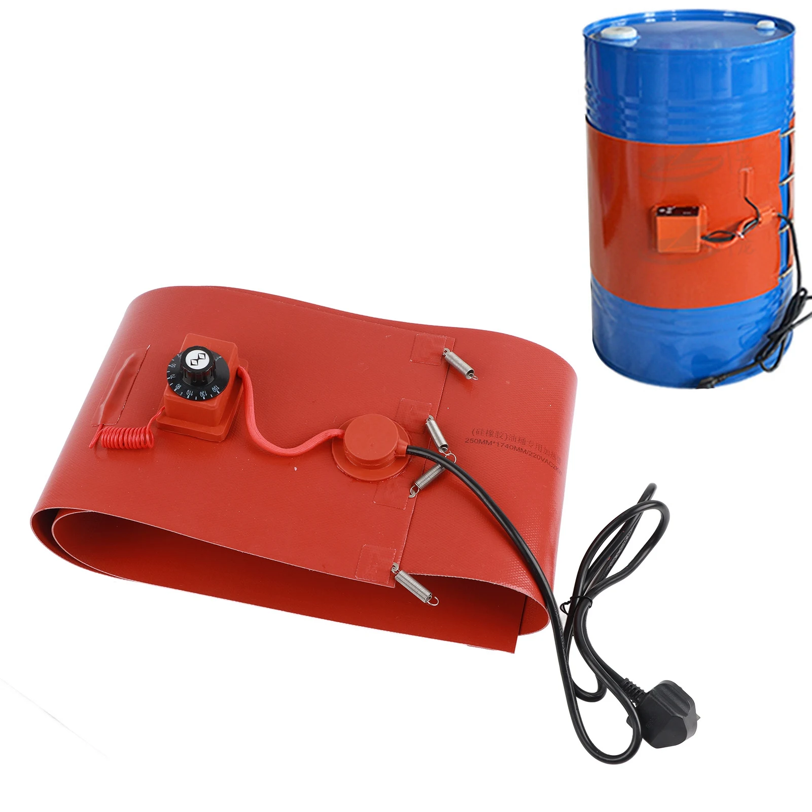 ドラムヒーター 200L ドラムヒーター ドラムペールヒーター 200L オイルドラムヒーターベルト シリコン加熱パッド 弾性スプリングとサーモスタット付き