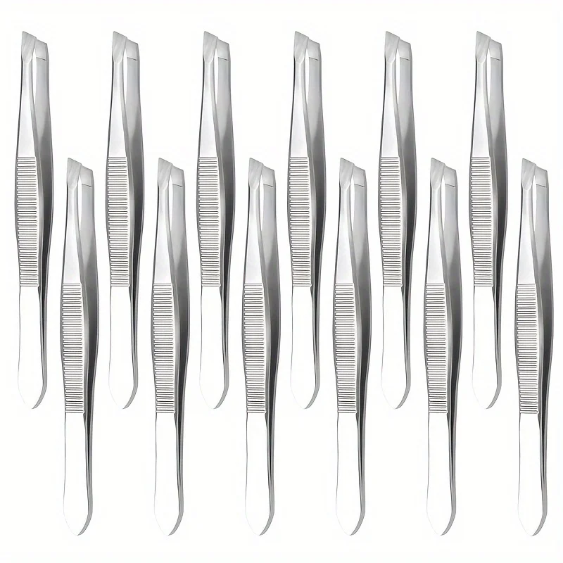 12Pcs Stainless Steel Tweezers Ingrown Hairs - Precision Tweezers for Fine Hair Remover for Women Eyebrow Tweezers for Women H