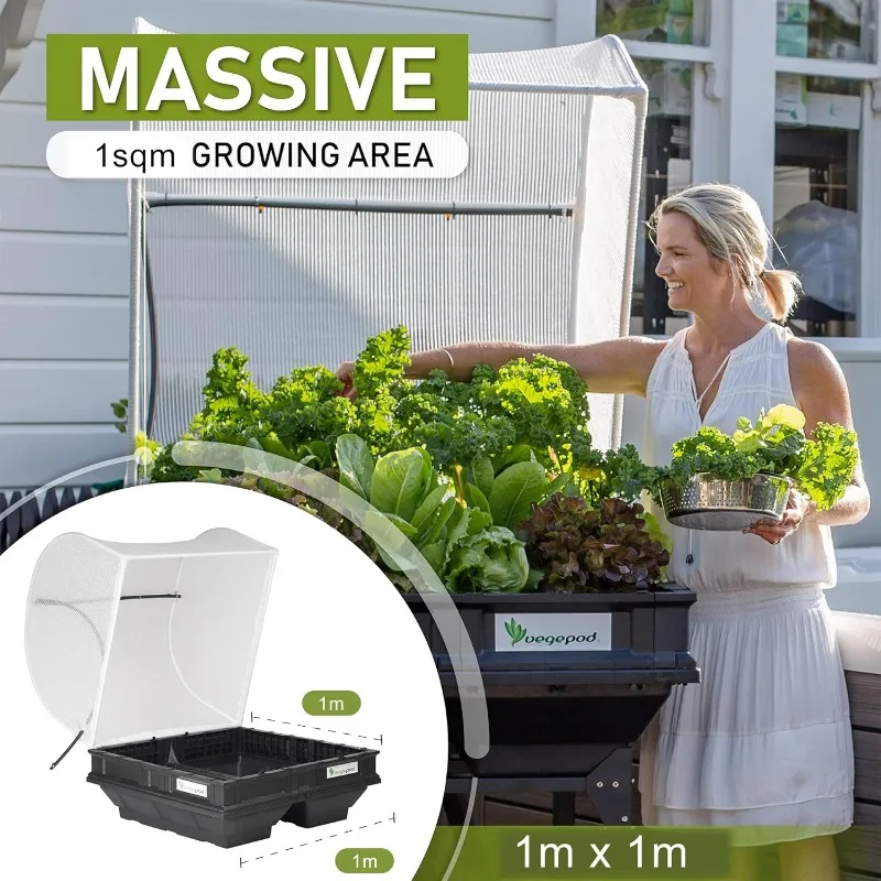 Raised Garden Bed - Self Watering Container Garden Kit with Protective Cover, Easily Elevated to Waist Height