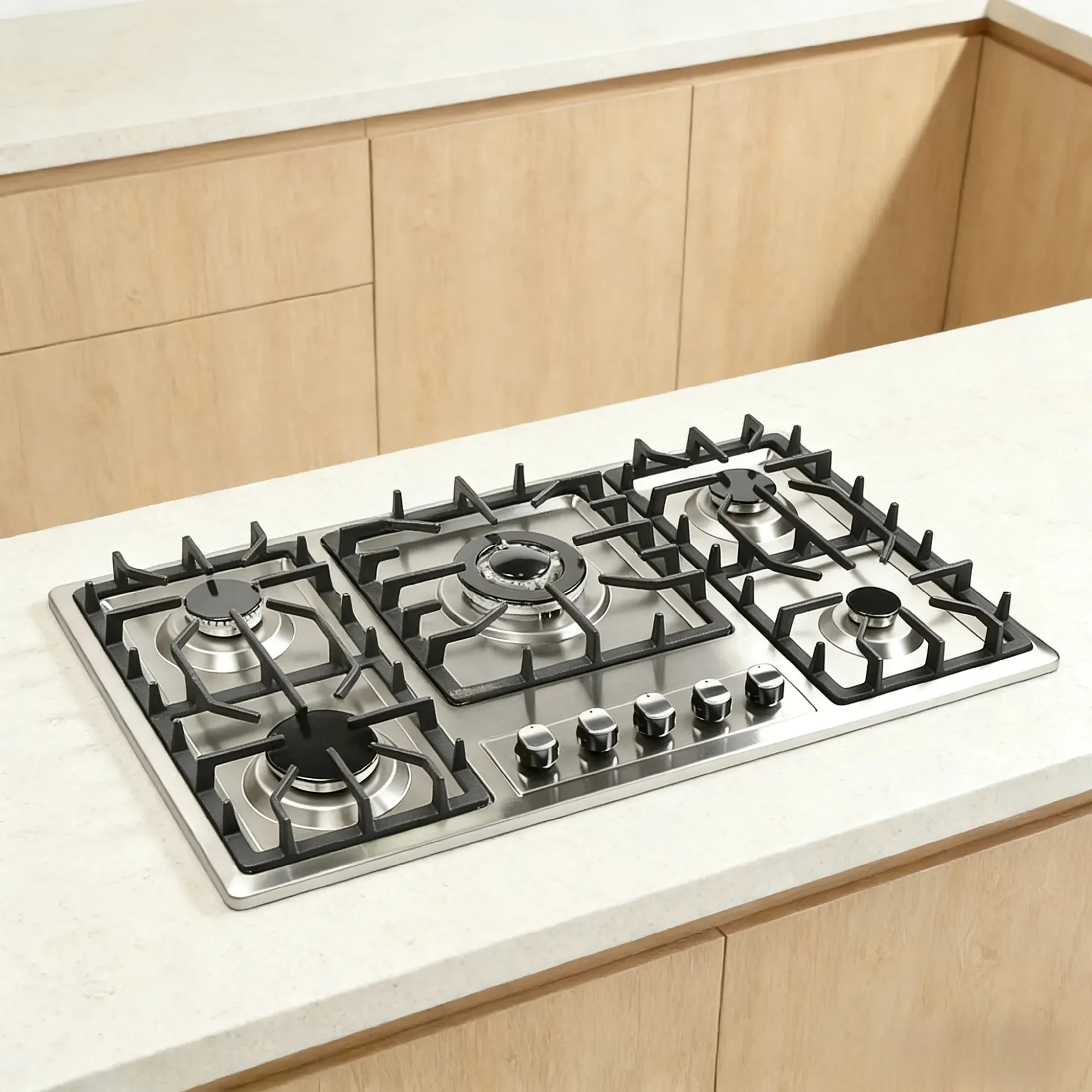 Cross-Border Selection 5-Burner Gas Stove Energy Saving Piezoelectric Ceramic Ignition Stainless Steel Multi-Cooker Global