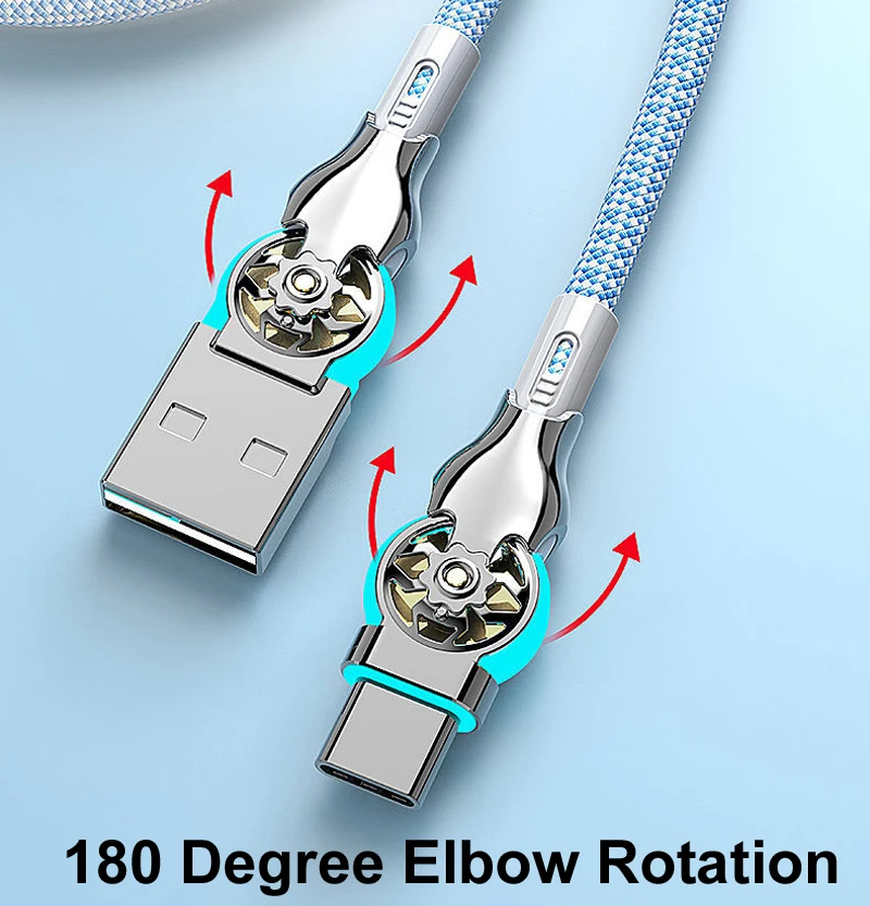 

1m 2m 65W 6A Fast USB A Typec to Type C Micro Super Fast Charging 180 Degree Elbow Rotation Data 480Mbps Cable For For iPhone 15