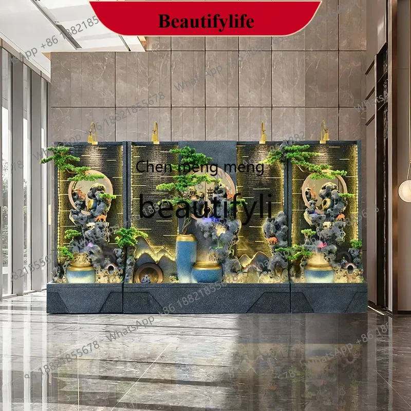 D178  Water curtain wall living room running water screen rockery fountain landscape, lucky feng shui wheel ornament