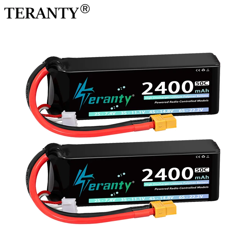 TERANTY Lipo-Akku 3S 2400mAh 11,1V 50C/100C Softcase mit T XT60 Stecker für RC Auto Boot RC Hubschrauber FPV Drohnen Flugzeug Hobby