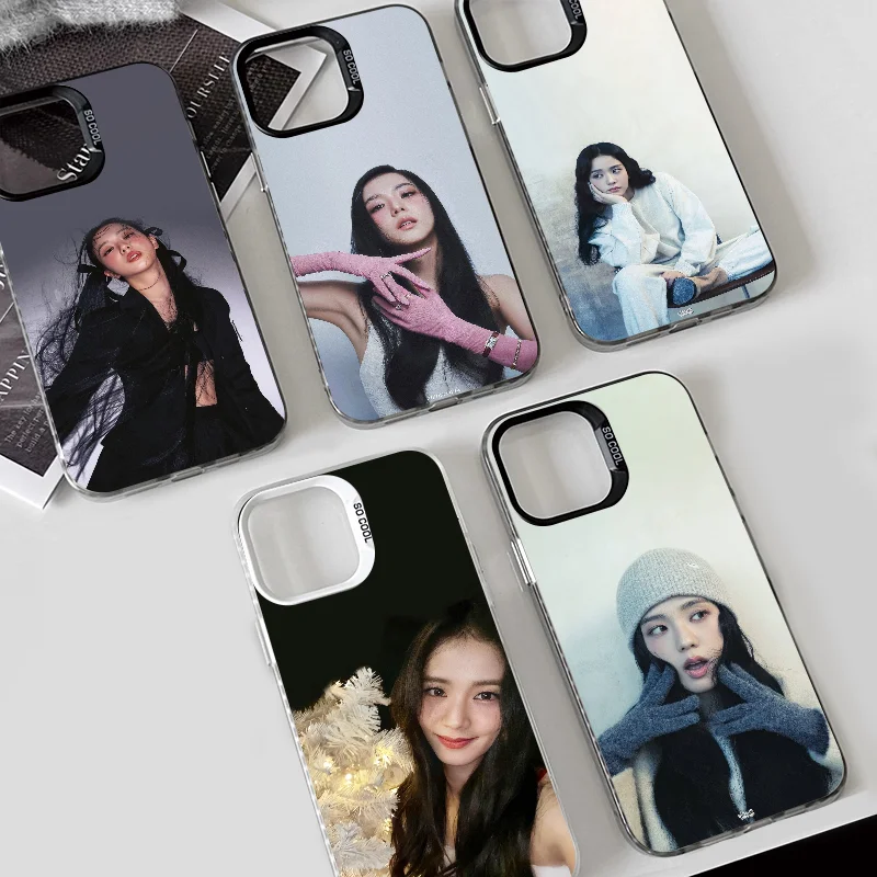 1PC Singer J-Jisoo Phone Case Phone Case IMD color silver shell For iPhone 16 15 14 13 12 11 Pro Max Plus