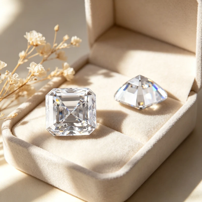 Artificial Moissanite D Color VVS1 Asscher Shape Certificate Pass Diamond Tester