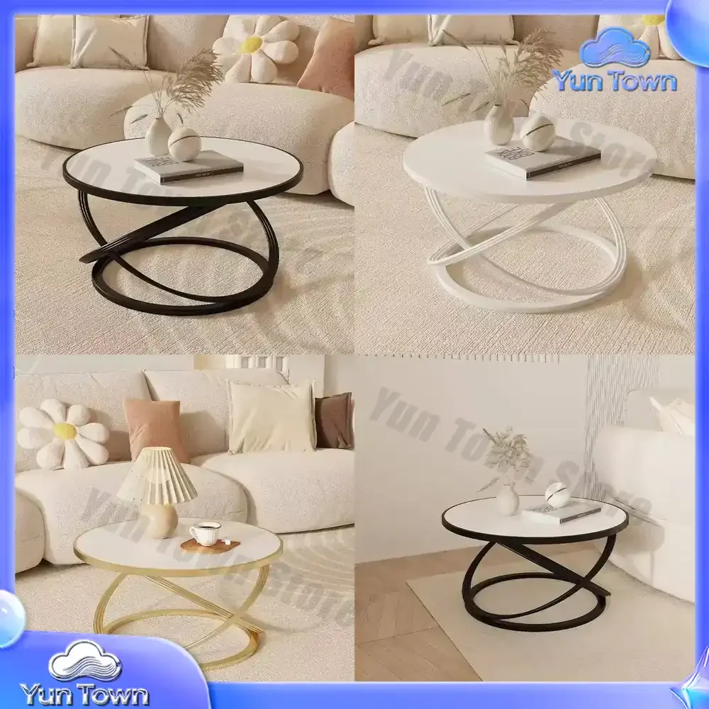 Factory Direct Luxury Iron Art Thickened Corner Table Small Size Nightstand For Balcony Or Tea Table Premium Rock Slab Design