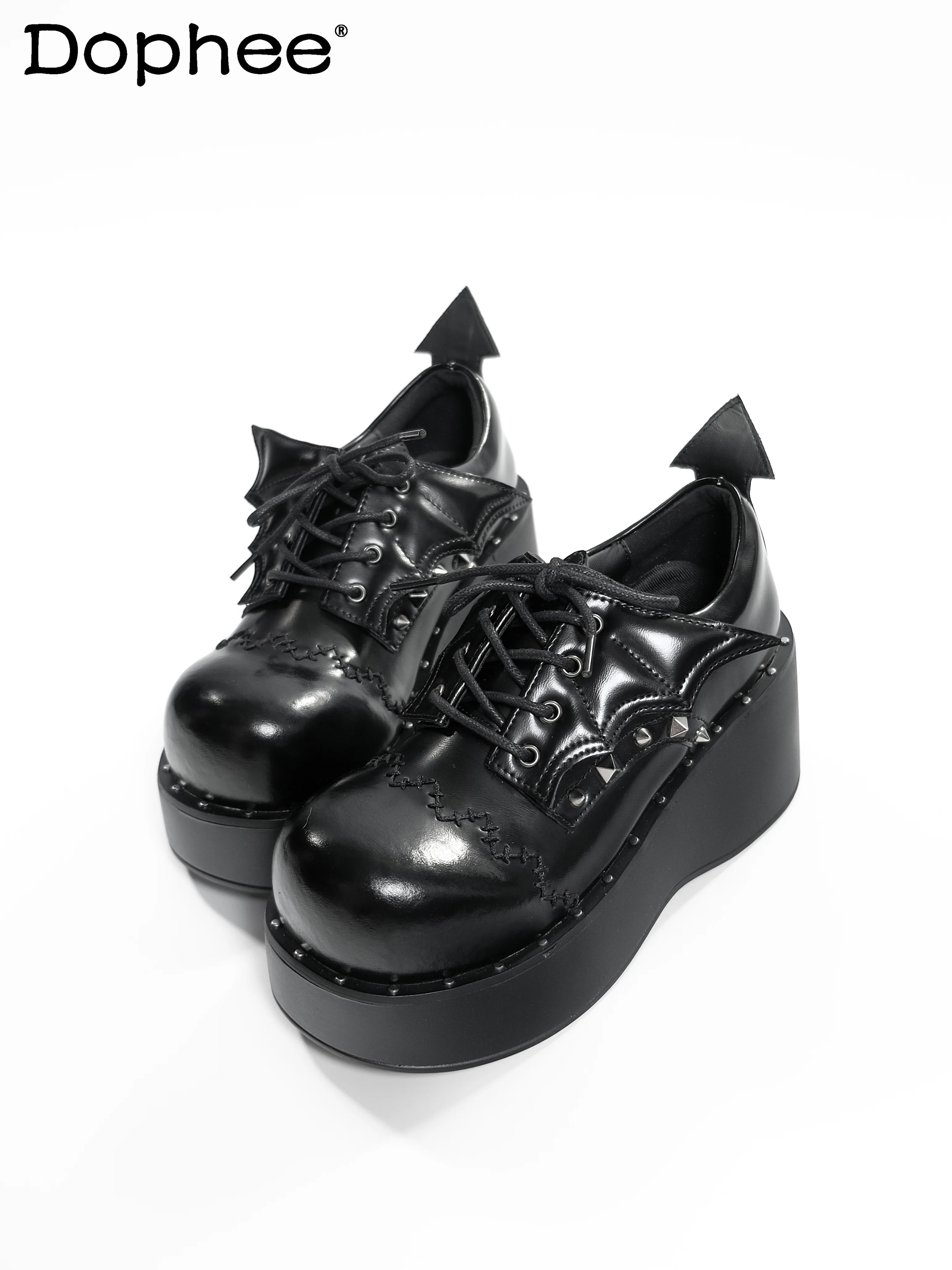 

Subculture Punk Sweet Cool Black Thick-Soled Shoes Girls Spring and Autumn Japanese Platform Shoes Student Y2K JK Leather Shoes
