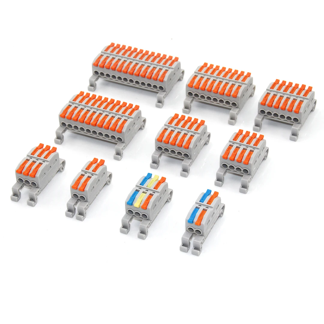 

Fast Wire Electrical Connectors Din Rail Type Push-in Butt Terminal Block Universal Compact Conductor Wiring Cable