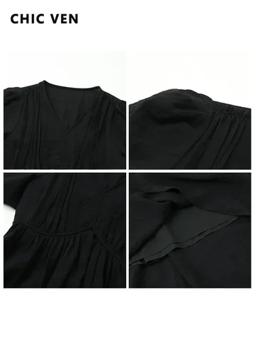 Женское платье CHIC VEN из вискозы и полиэстера, черное — пример использования