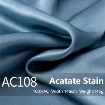 Azul rosa 100% acetato brilhante mancha tecido para senhora vestido de casamento roupas femininas de luxo costura por metro largura 148cm 145g