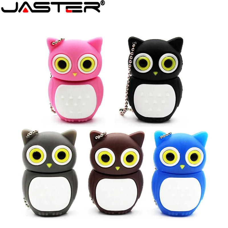 Cute Owl U Disk 64GB Pink 32GB Black Pen Disk Blue 16GB Memory Stick Keychain Cartoon Creative Children's Day Gift