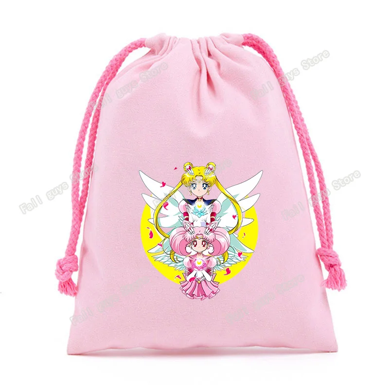 Sailors Moon Series Drawstring Bag Cartoon Candy Snacks Storage Pouch Cute Print Data Cable Power Bank Bags Birthday Gifts view 5
