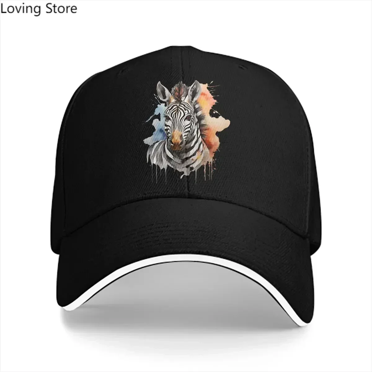 New Zebra Animal Multicolor Hat Peaked Cap Face Watercolor Personalized Visor Protection Hats