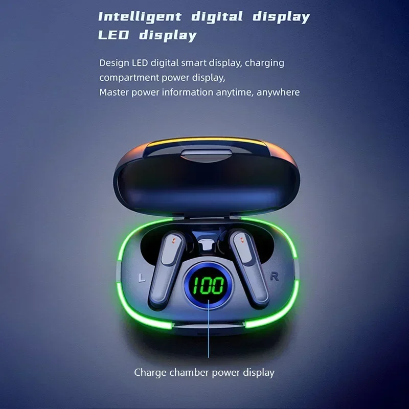 Fones de Ouvido TWS Bluetooth 5.3 Sem Fio HiFi Estéreo com Microfone e Display LED para Esportes