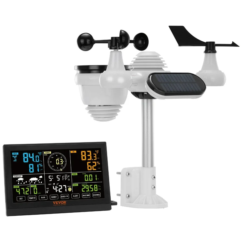 7-in-1 Wireless Weather Station, 7.5 in Large Color Display, Digital Home Weather Station Indoor Outdoor