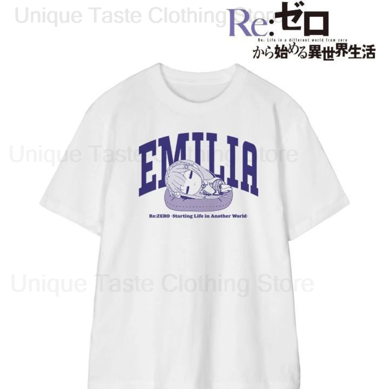 Re Life In A Different World From Zero T-shirt Rem Ram Emilia Print T-shirt Unisex Cotton Soft Comfortable Short Sleeve Tee Tops