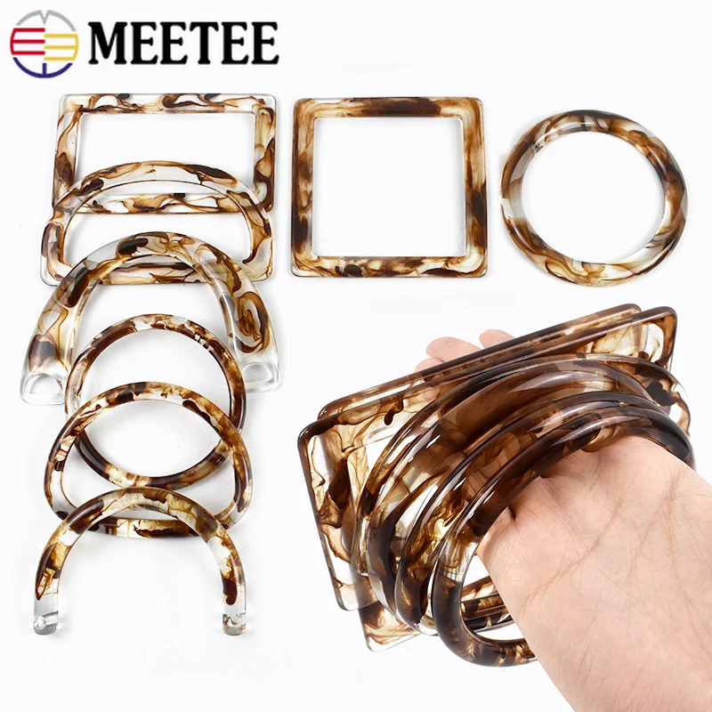 2Pcs Acrylic D Ring Transparent Plastic Bags Handle Handbag Woven-bag Replace Handles Purse Frame Sewing Bracket Bag Accessories