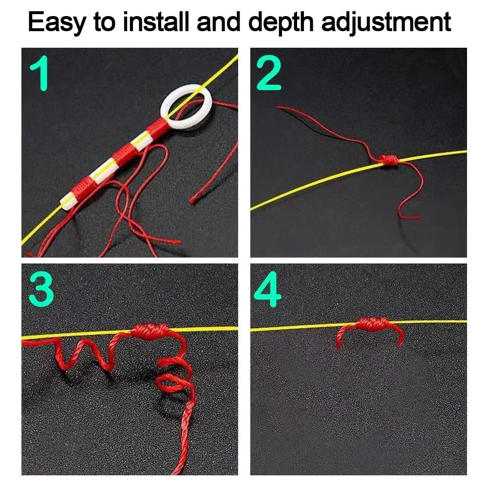 50pcs Cotton Thread Bobber Looper Slip Knot Looper Fishing Bobber Float Stop Knots Cord String Rope Buoy Fishing Float Accessory - close-up view