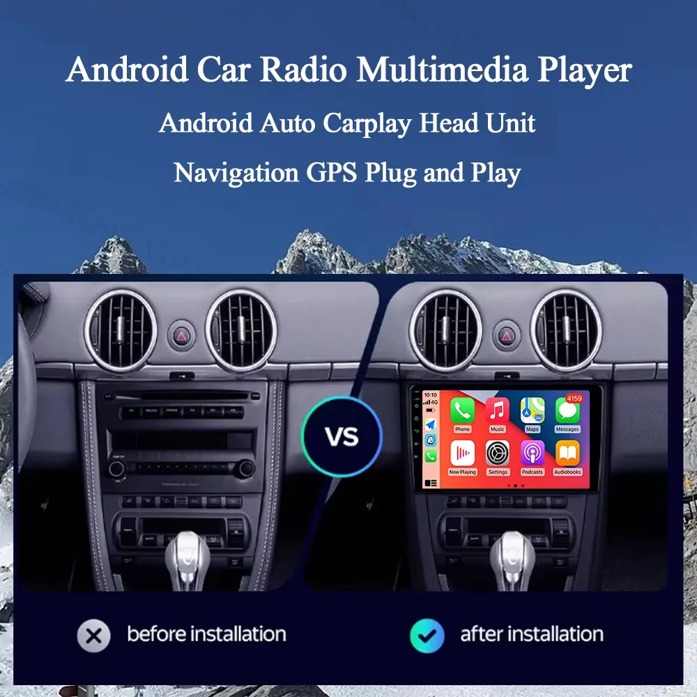 Android 16 Car Radio For Porsche Cayman 987 2005 - 2012 GPS Multimedia Player Navi Wireless Carplay Head Unit 360 Camera BT QLED