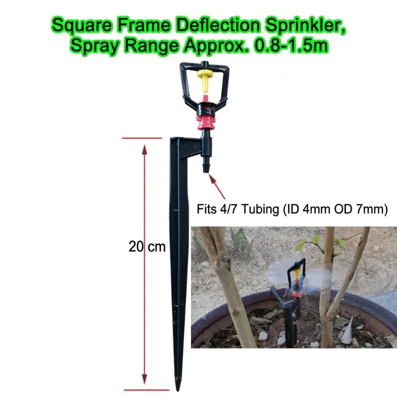Automatic Plant Watering System, 47 Micro Spray Nozzles, Drip Irrigation Sprinkler with Rotating Ground Stake for Garden
